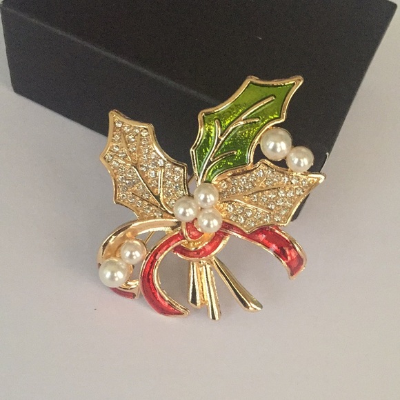 🍏50% OFF/3+...Holly Leaves Christmas Brooch - Picture 4 of 13